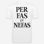 Preview: PER FAS ET NEFAS Slim Fit T-Shirt in weiß mit Rückendruck